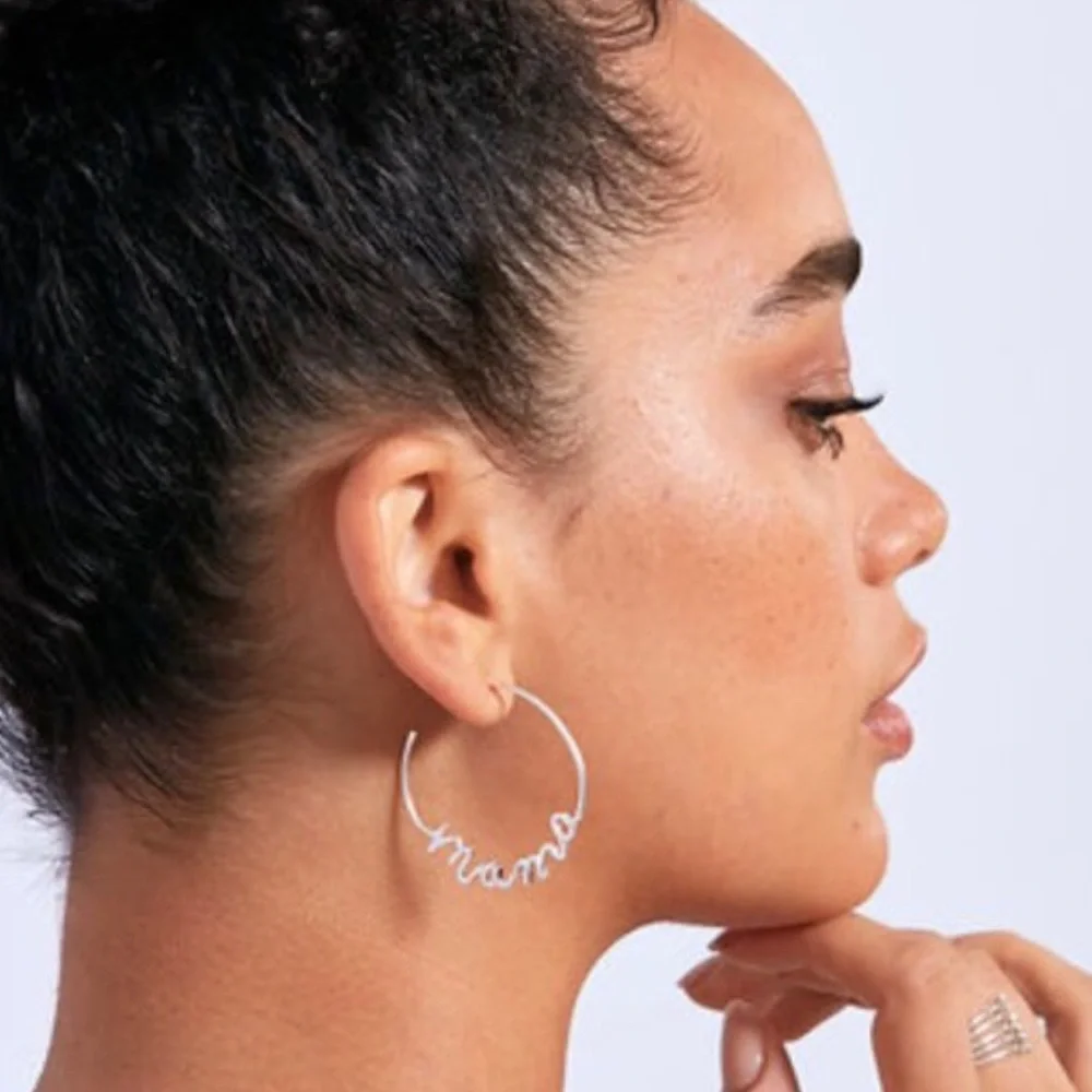 Stella & Dot | SILVER Mama Hoop Earrings - Picture 7 of 9